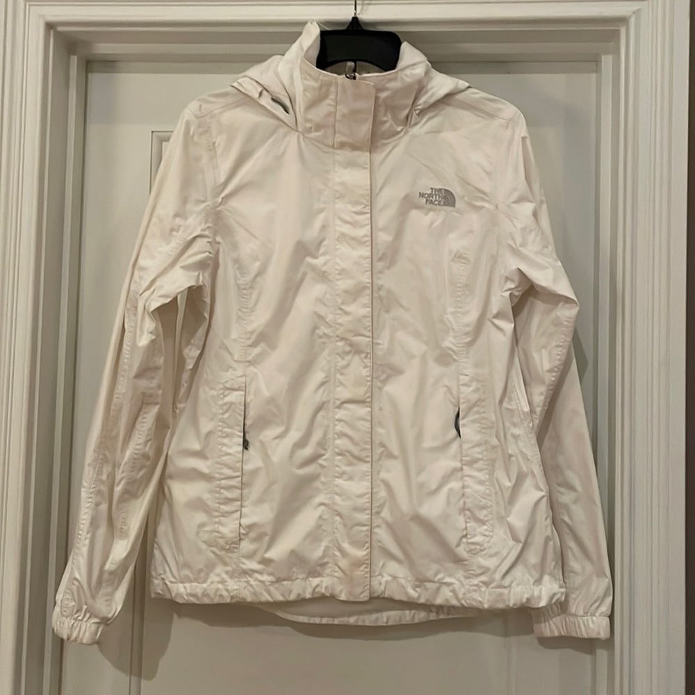 White North face rain jacket